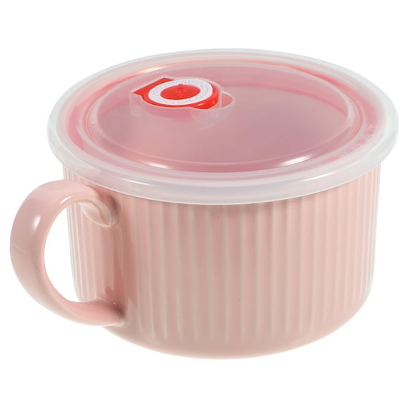 Guiyong Ceramic Noodle Bowl with Single Handle and Lid Soup Noodle Bowl Food Container