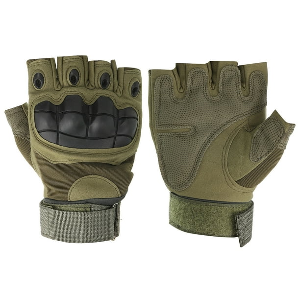 Guantes sin dedos para hombres Uxcell, guantes de medio dedo, guantes transpirables para entrenamiento, verdes, XL