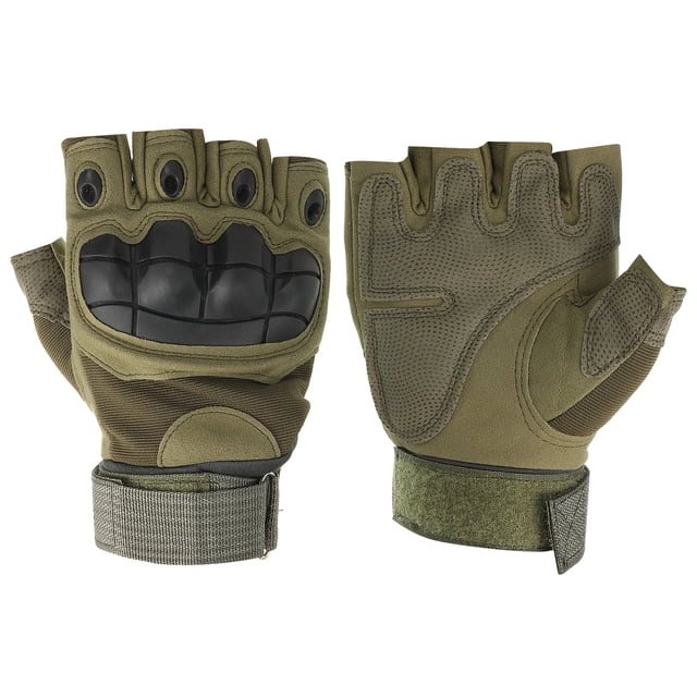 Guantes sin dedos para hombres Uxcell, guantes de medio dedo, guantes transpirables para entrenamiento, verdes, XL