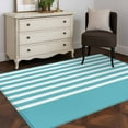 thumbnail image 4 of Rectangle Area Rugs 3 x 5 Ft, Blue Anchor Non-Slip Residential Carpet, Modern Nautical White Geometric Stripes Indoor Crawling Mats Runner Rugs for Living Room/Dining Room/Bedroom, 4 of 8