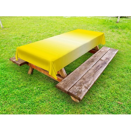 Decorative Outdoor Heat - Ombre Outdoor Tablecloth, Positive Summer Vivid Season Beach Heat Sun Summer Inspired Modern Digital Design Print, Decorative Washable Fabric Picnic Table Cloth, 58 X 84 Inches,Yellow, by Ambesonne
