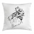 thumbnail image 1 of Farm Animal Throw Pillow Cushion Cover, Artistic Sketch of Simplistic Drawn Rooster Head Portrait Print, Decorative Square Accent Pillow Case, 20" X 20", Charcoal Grey and White, by Ambesonne, 1 of 2
