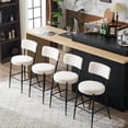 thumbnail image 2 of 4 Modern Kitchen Bar Stools - Beige Fabric, Metal Base Dining Room Ready Counter Island Stylish, 2 of 5