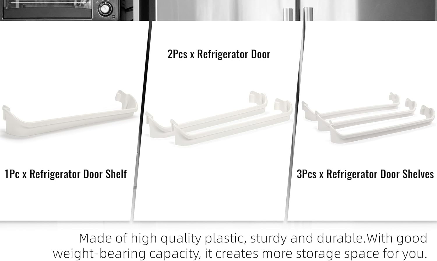 2 x 240534901 & 1 x 240534701 (Middle) Refrigerator Door Shelf Rack Bar Compatible with Frigidaire Kenmore Refrigerator Door Shelf Retainer Bar Replace for AP3214631 PS734936 948952 AP3214630