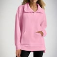 thumbnail image 3 of Perfectbot Womens Oversized Sweatshirts Ribbed Quarter Zip Casual Tops Comfy Fall Winter Clothes, 3 of 8