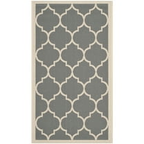 SAFAVIEH Courtyard Alyssa Geometric Indoor/Outdoor Area Rug, Anthracite/Beige, 2' x 3'7"