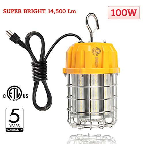 High Bay LED Temporary Hanging Work Light 100W, 14,500 Lm PlugnPlay