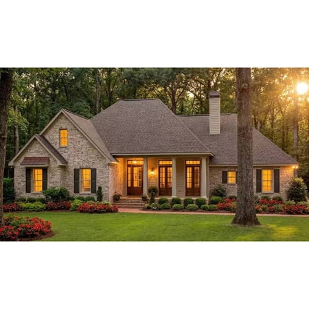 The House Designers: THD-5613 Builder-Ready Blueprints to Build a French Country House Plan with Slab Foundation (5 Printed Sets)