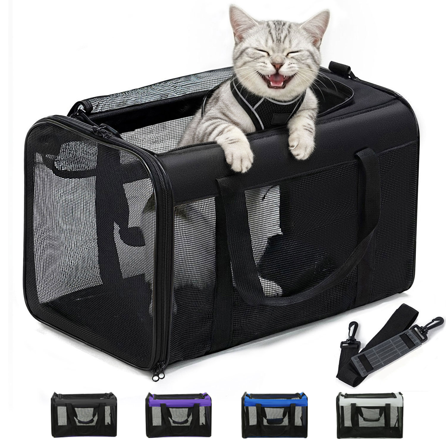 Conlun Soft-Sided Cat Carrier, Airline Approved, Black photo 1