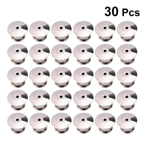 CRILSTYLEO 30Pcs Locking Pin Backs Metal for Brooch and Badge with Flat Head Design
