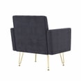 thumbnail image 4 of Sillón de terciopelo Sofá único Sillas de lectura laterales tapiceadas modernas con brazo y pierna de metal de oro para sala de estar dormitorio, 4 of 5
