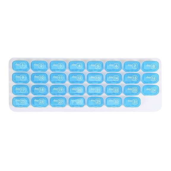Unique Bargains Lightweight 31 Grids Keyboard Style Pill Dispenser Blue