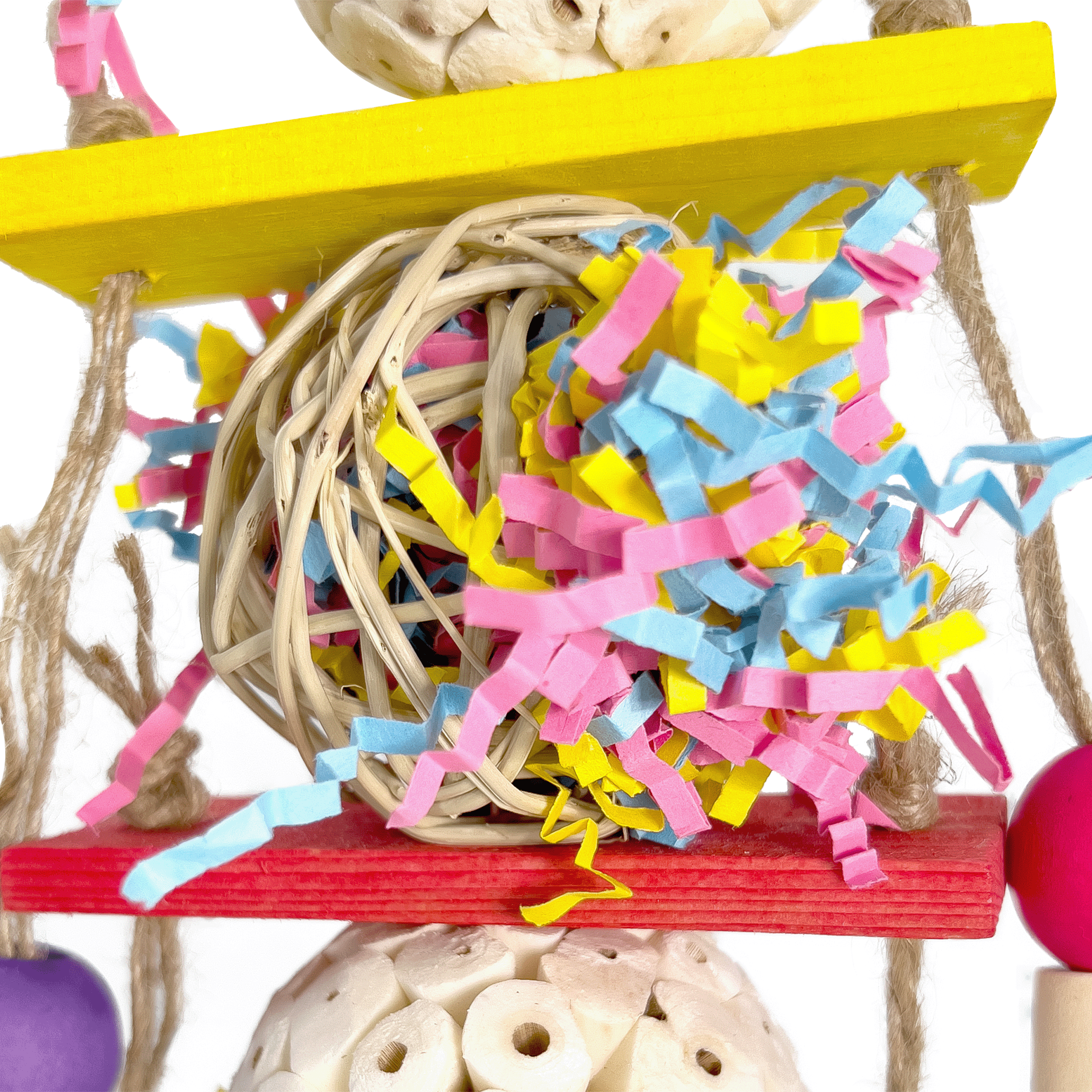1106 Sola Shred Tower Mandarin Bird Toys by M&M - Colorful Beak & Feet Foraging Party