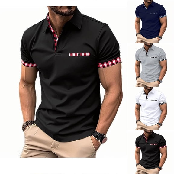 UVEASISHA Mens Big and Tall Polos Shirts Short Sleeve Striped Collared T-Shirt Berathable Quick Dry Golf Tennis Shirt Black M
