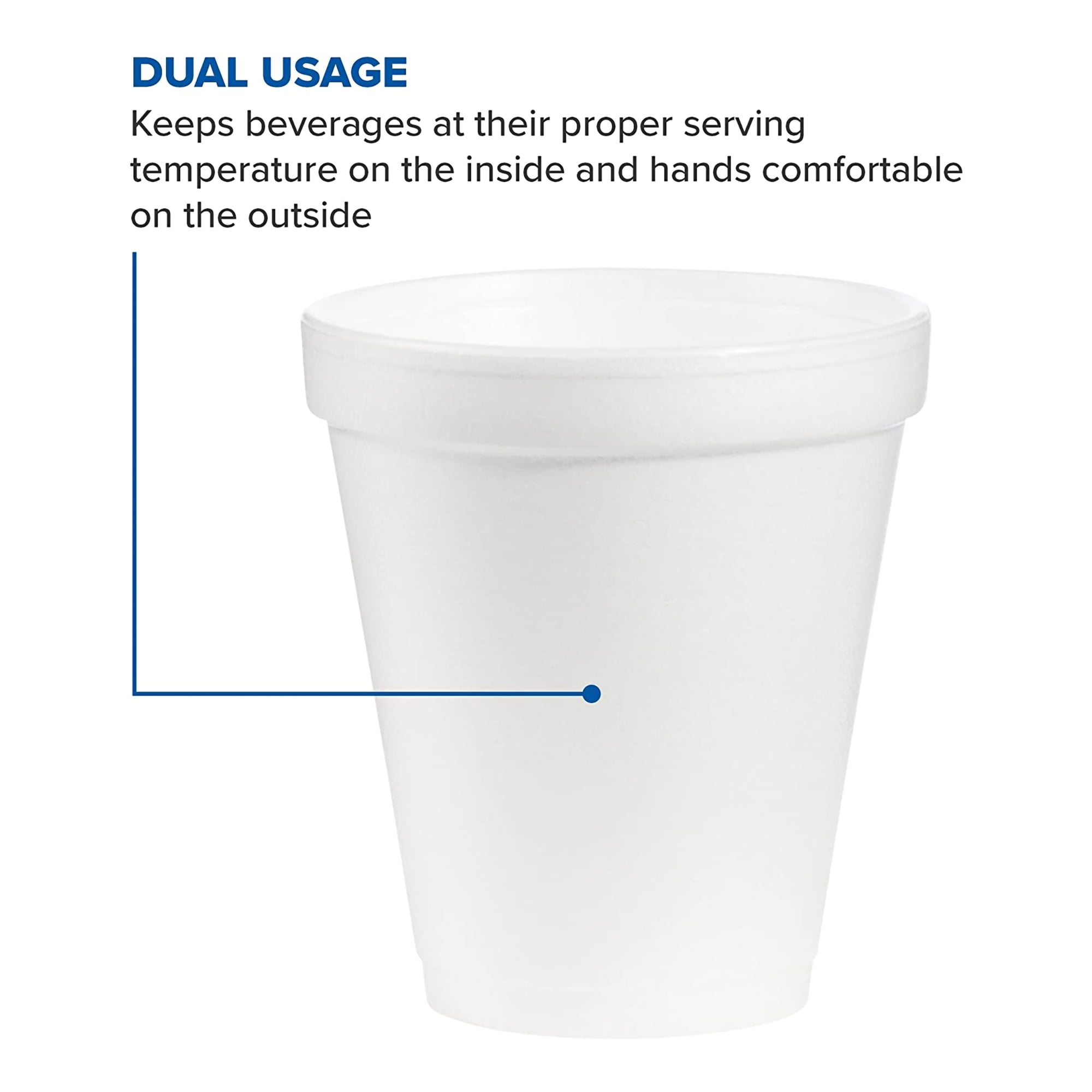 WinCup Disposable Drinking Cup White Styrofoam 12 oz. 1000 Ct 12C18 