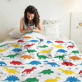 thumbnail image 3 of Cute Dinosaur Cartoon Pattern Soft Sherpa Fleece Throw Blanket, Warm Cozy Plush Blanket for Sofa Bed Couch, All Season, 60"x80", 3 of 5