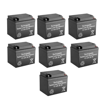 BatteryGuy Power-Sonic PS12260NB replacement 12V 26Ah battery - BatteryGuy brand equivalent (qty of 7)