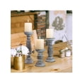 thumbnail image 2 of Rustic Wooden Pillar Candle Holders Set Of 3 12'' 9'' 6'' Farmhouse Wood Candle Stand For Table Centerpieces Vintage Tall Candleholders Fireplace Mantel Decor For Living Room Grey, 2 of 8