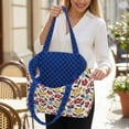 thumbnail image 3 of Pzuqiu Colorful Flower Large Capacity Quilted Tote Bag for Women Blue Diamond Puffer Shoulder Handbag, Lightweight Laptop Tote for Work, Travel, Shopping, College, Everyday Use, 3 of 7