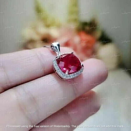 Ruby Gemstone Pendant | Genuine Red Ruby Necklace for Women | Sterling Silver July Birthstone Jewelry Gift gemstone Jewellery