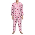 thumbnail image 3 of Lsque Strawberry And Heart Pattern Long Sleeve Pajama Set for Men - Soft 2-Piece Sleepwear and Loungewear Set with Pockets, Comfy Nightwear-Small, 3 of 7