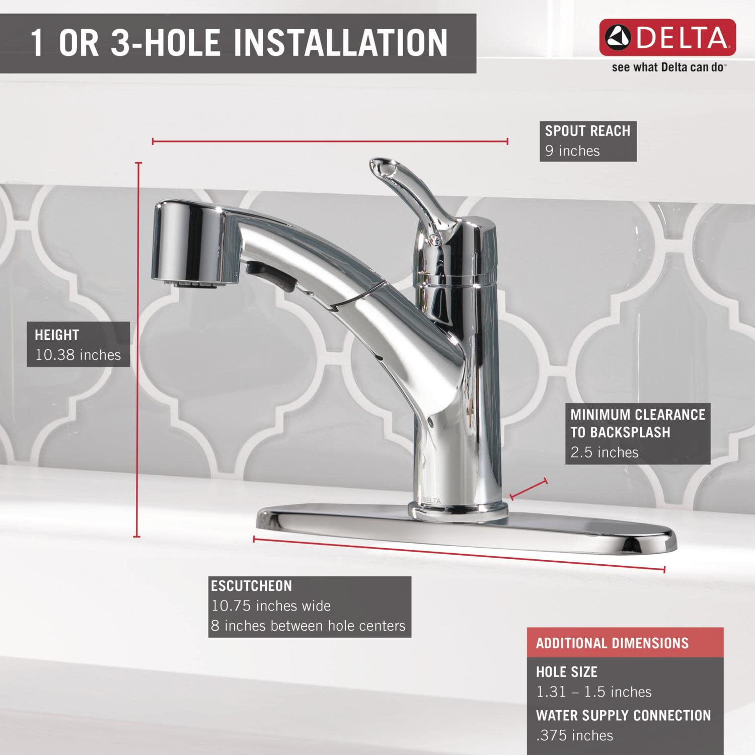 Collins Single Handle Pull-Out Kitchen Faucet in Chrome 4140-DST