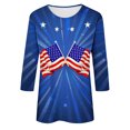 thumbnail image 4 of lcziwo T-Shirt Femme Drapeau Américain, T-Shirts 4 Juillet T-Shirt Femme Drapeau Américain Manches 3/4 Hauts Femme Col Rond Fête de l'Indépendance Hauts de Festival, Rouge TG, 4 of 5