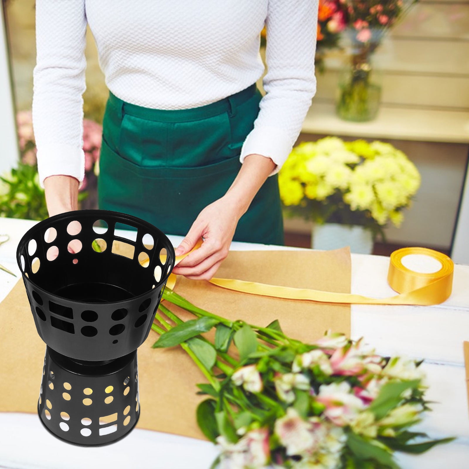 Raindrops Black Plastic Floral Arrangement Bases, 4pcs Set, Craft Supplies with Fine Workmanship