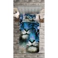 thumbnail image 3 of Ambesonne Animal Quilted Bedspread Set 2 Pcs, Blue Art Savannah Tigers, Twin Size, White Black Blue, 3 of 3