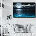 thumbnail image 2 of wall26 - Moon Illuminating The Clear Ocean Blue - Canvas Art Wall Art -16"x24", 2 of 4