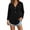 Black, variant on Women Contrast Trim Collar Long Sleeve Two Button Half Placket Pique Shirt Rib Cuff Loose Fit Golf Athletic Daily Tops Black XS