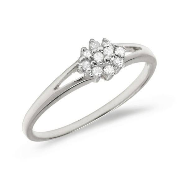 10K White Gold Diamond Cluster Ring