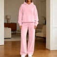 thumbnail image 2 of 2 Piece Lounge Sets for Women Oversized Hoodie With Kangaroo Pocket Wide Leg Pants Elastic Waistband Matching Sweatsuit, 2 of 8