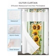 thumbnail image 2 of No Hook Shower Curtain with Snap in Liner,Watercolor Sunflower Leaves on Green Waterproof Bath Curtain Double Layers with See Through Top Window,Summer Flower Hotel Shower Curtains 36x72in, 2 of 9