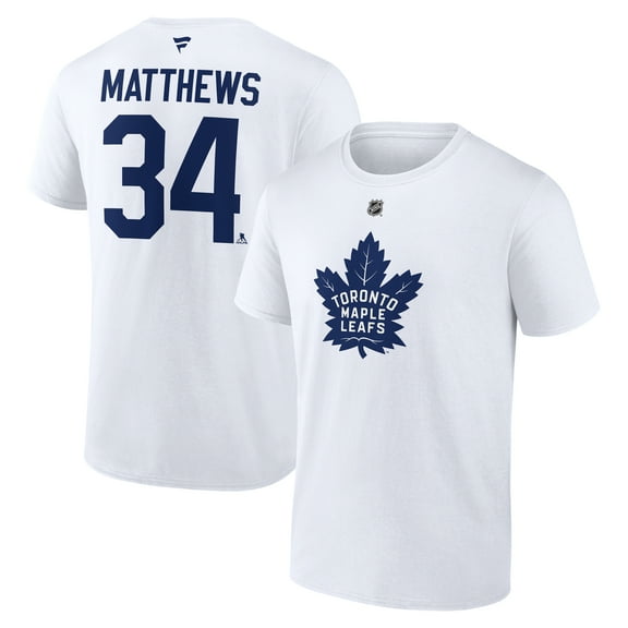 Men's Fanatics Auston Matthews White Toronto Maple Leafs Authentic Stack Name & Number T-Shirt