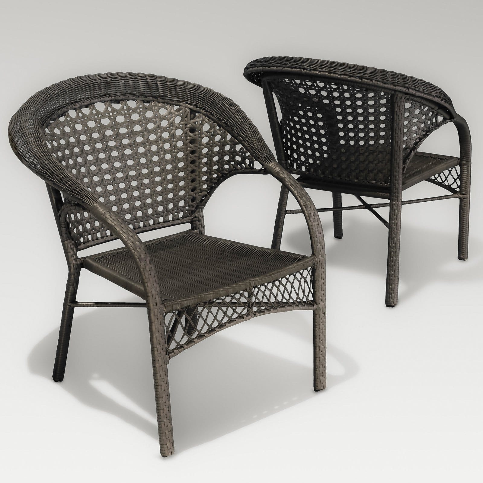 Maria Dark Grey Wicker Fan Back Outdoor Club Chair - Set of 2 - Walmart