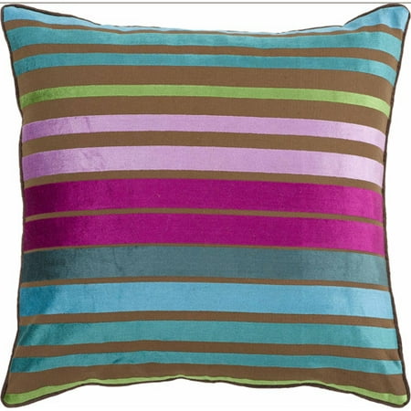 Art of Knot Beja 18" x 18" Teal Hand Crafted Viscose/Cotton Decorative Pillow with Down Filler