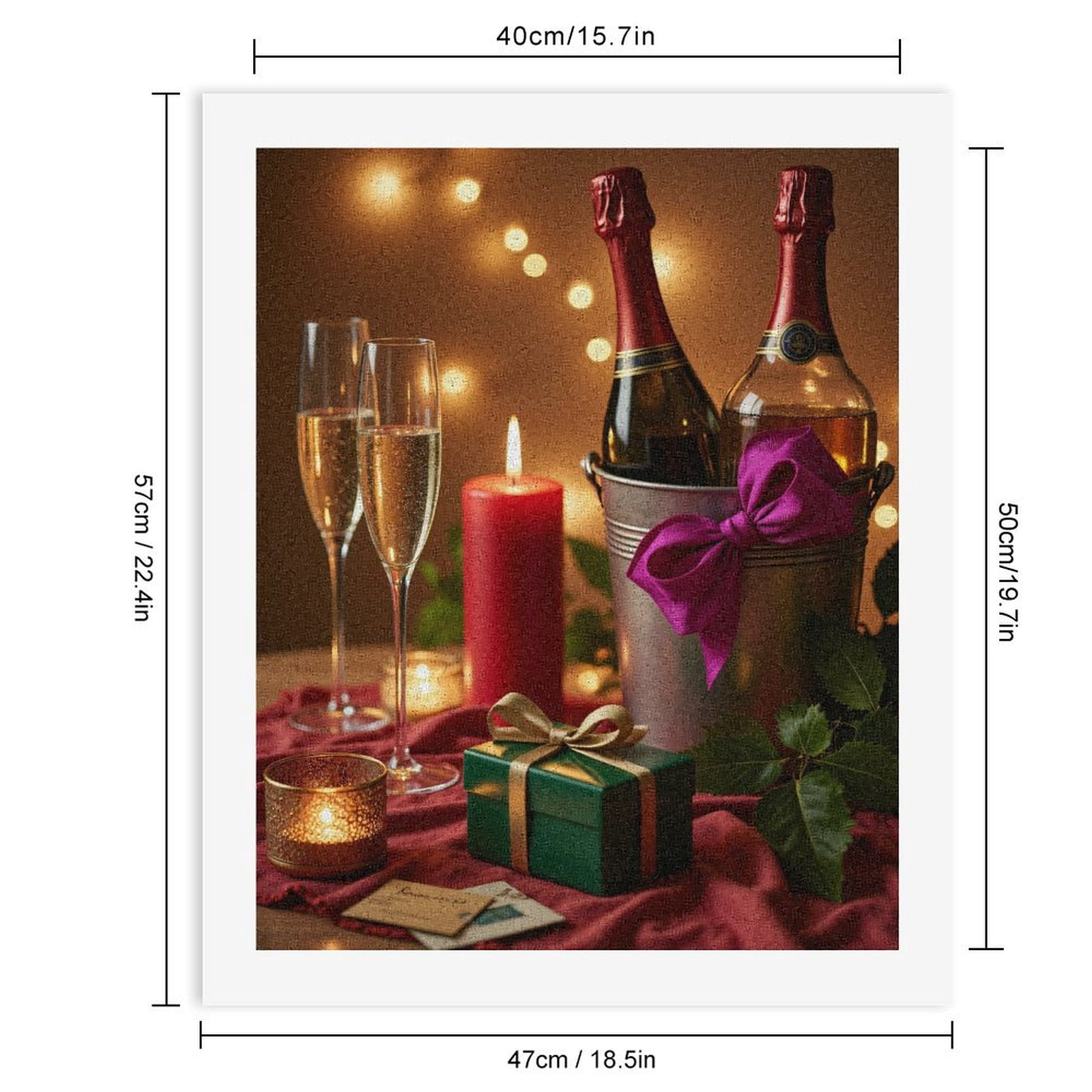 Paint By Numbers Kit for Adults Beginner - Celebration Champagne Candle Decor DIY Canvas Painting Kits for Adults, Frameless Paint By Number for Adults for Home Wall Decor 16x20 Inch