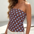 thumbnail image 4 of Yrmaups Strapless Polka Dot Tank Top for Women, Casual Boho Slim Crop Top, Stretchy Basic Tee for Party Vacation Beach Daily Wear, Blue S, 4 of 7