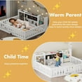 thumbnail image 4 of Advwin Twin Floor Bed with  Gate, Safety Rails, Blackboard, Bookshelf & Toy Storage, Sturdy Wooden Platform Bed Frame, White, 4 of 11