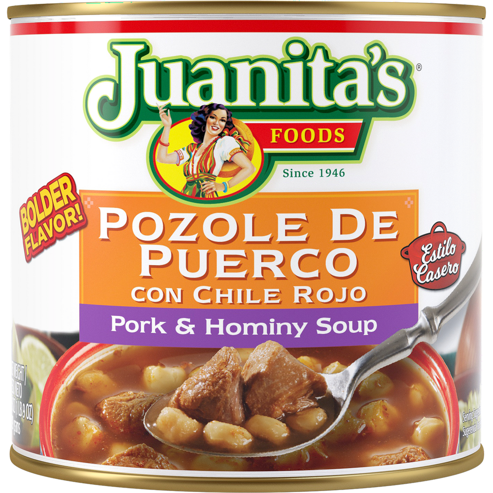 Juanita's Foods Pork Pozole, Canned Pork & Hominy Soup, 29.5 oz