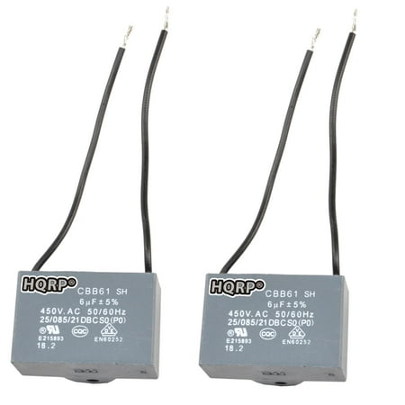 Hqrp 2 Pack Ceiling Fan Capacitor Cbb61 6uf 2 Wire Plus Hqrp Coaster Walmart Canada