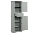 thumbnail image 4 of Tcbosik Tall Storage Cabinet, Slim Freestanding Bathroom Cabinet with Drawer and 2 Doors, 67"H Cupboard with Adjustable Shelf for Kitchen, Dining Room, Living Room, Grey, 4 of 9