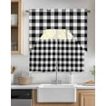 thumbnail image 2 of Black and White Checkered Kitchen Curtains Swag Valance and Tier Curtains Set 24 Inch Length, Farmhouse Buffalo Plaid Rod Pocket Drape Panels Pair Swag Curtains for Bathroom/Cafe/Window, 2 of 6