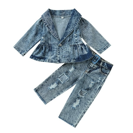 

ZHAGHMIN Tank Tops For Kids Kids Toddler Chlidren Girls Autumn Winter Solid Long Sleeve Pants Coat Jeans Set Clothing Shy Girl Clothes Family Easter Outfits Teen Girl Outfits For Juniors New Born Ba