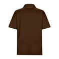 thumbnail image 4 of XUELUO Boho Tops For Women Summer Solid Color Lapel Button Down Short Sleeve Slim Fit Casual Shirts For Women T-shirts Holiday Wear,Brown,XXXL, 4 of 5