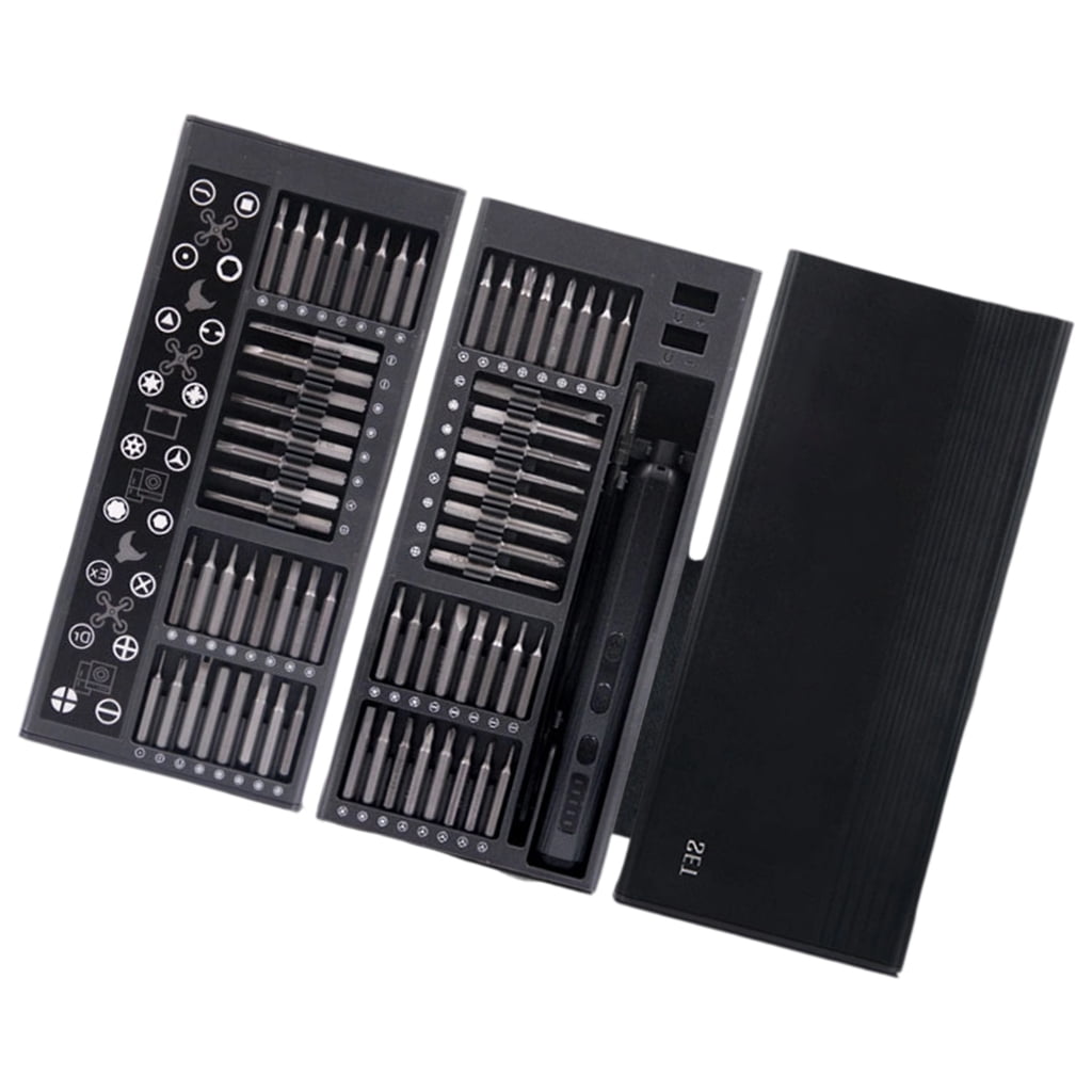 Cordless Electric Screwdriver Set 76 in 1 Precisions Bit Builtin LED Light Alloy Construction Electronics Repair Tool