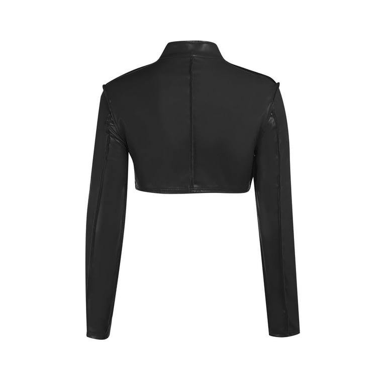 VEKDONE 2023 Clearance Crop Faux Leather Jacket Women Sexy Zipper