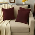 thumbnail image 3 of A1HC Set of 2 Luxurious Soft Velvet Throw Pillow Covers Only, 24"x24", Wine Red, Decorative Cushion Covers with Hidden YKK Zipper for Sofa or Bed, 3 of 7