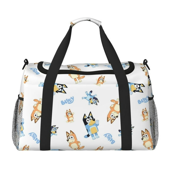 Saiise Bluey Print Travel Duffel Bag,Weekender Bags for Women Men with Shoe Compartment,Carry on Overnight Bag with Toiletry Bag